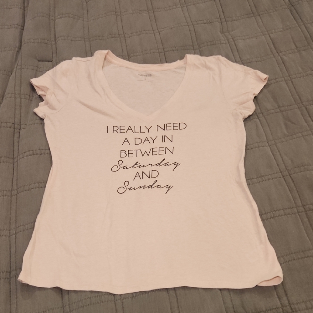 Express Light Pink Graphic Short Sleeve Tee Size L!